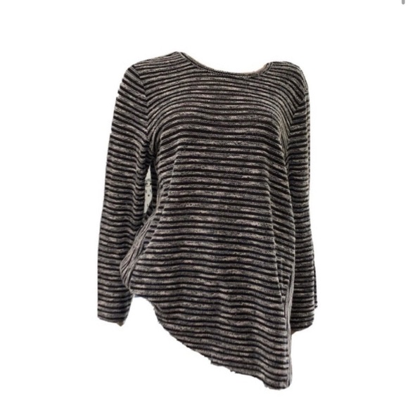 j.jill knit black & white stripes long sleeves sweatshirt - Picture 5 of 16